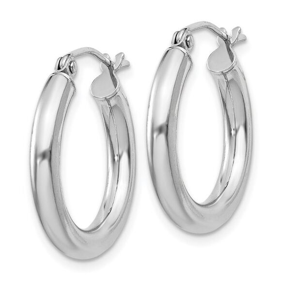 3mm, Sterling Silver, Classic Round Hoop Earrings - 20mm (3/4 Inch) - Picture 2 of 5